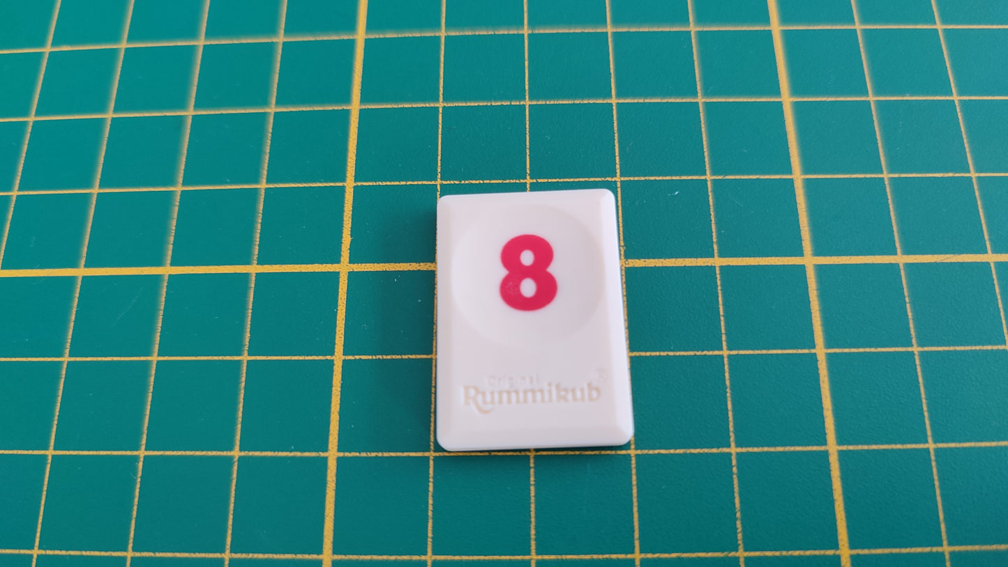 Tuile chiffre 8 huit rouge pièce détachée jeu de société Rummikub Le rami des chiffres jeu de voyage Hasbro #C68