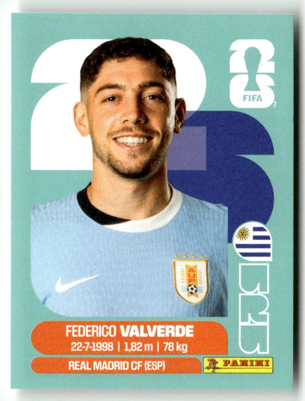 URU 10 Federico Valverde - Sticker autocollant Panini Coupe du Monde FIFA 2026 Uruguay - Pièce détachée