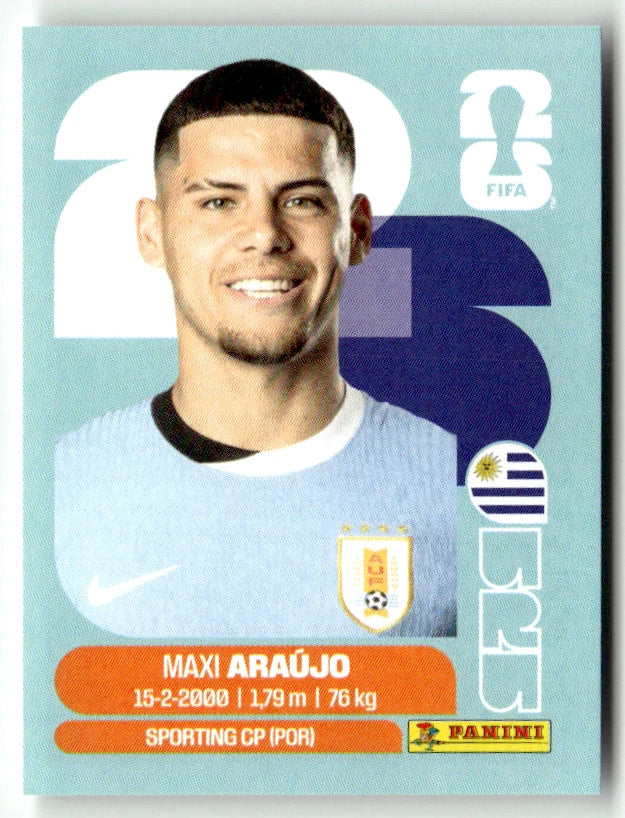 URU 16 Maxi Araujo - Sticker autocollant Panini Coupe du Monde FIFA 2026 Uruguay - Pièce détachée