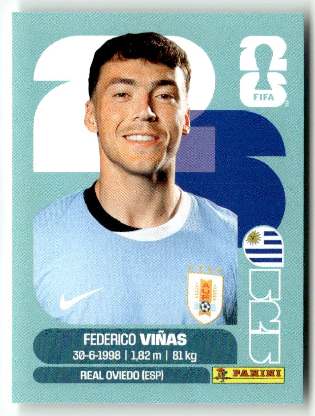 URU 18 Federico Vinas - Sticker autocollant Panini Coupe du Monde FIFA 2026 Uruguay - Pièce détachée