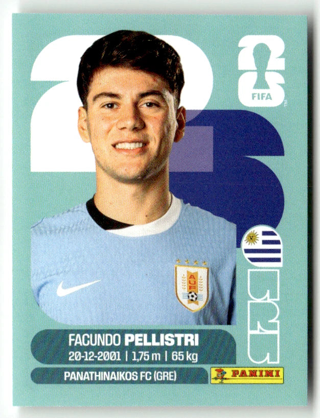 URU 20 Facundo Pellistri - Sticker autocollant Panini Coupe du Monde FIFA 2026 Uruguay - Pièce détachée