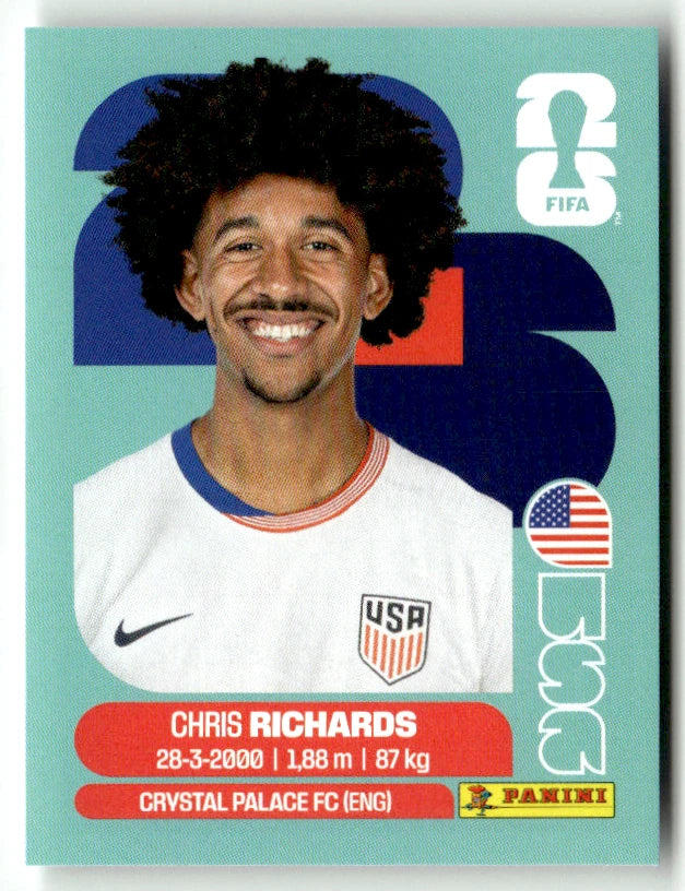 USA 3 Chris Richards - Sticker autocollant Panini Coupe du Monde FIFA 2026 États-Unis - Pièce détachée