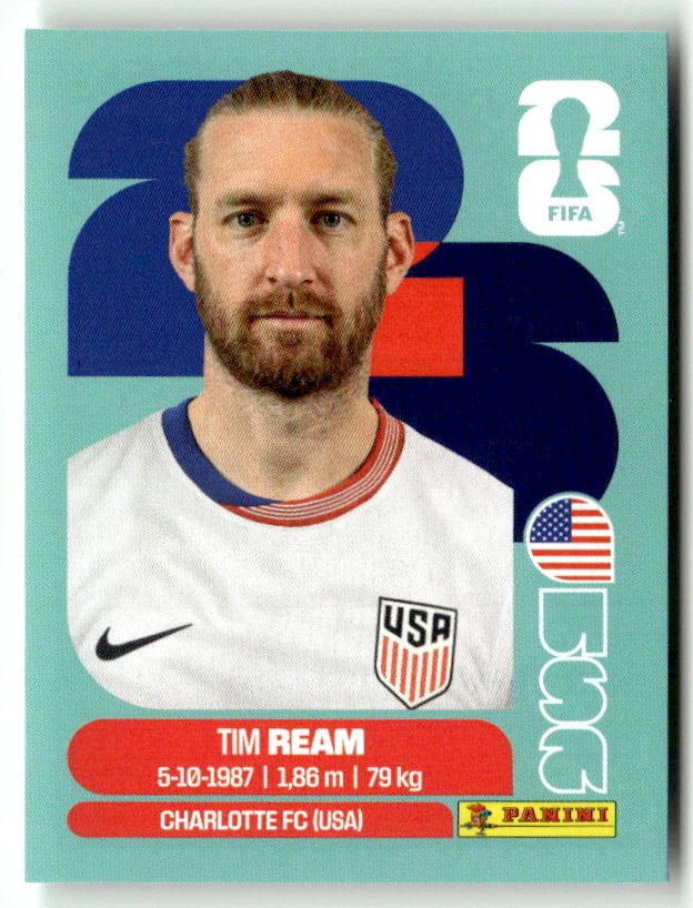 USA 4 Tim Ream - Sticker autocollant Panini Coupe du Monde FIFA 2026 États-Unis - Pièce détachée