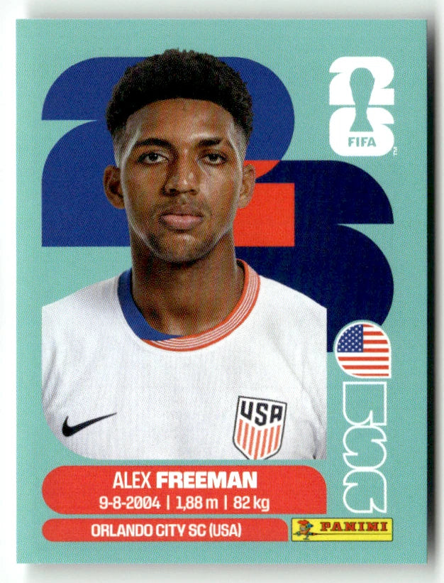 USA 6 Alex Freeman - Sticker autocollant Panini Coupe du Monde FIFA 2026 États-Unis - Pièce détachée