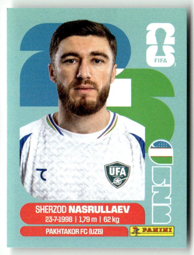 UZB 4 Sherzoo Nasrullaev - Sticker autocollant Panini Coupe du Monde FIFA 2026 Uzbekistan - Pièce détachée