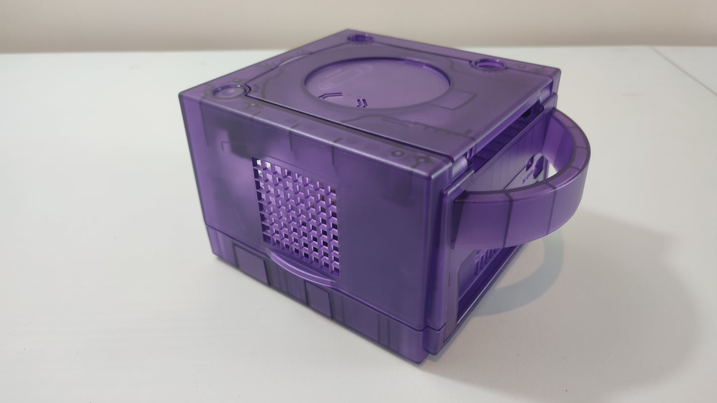 Console seule sans câbles et manettes plasturgie violette transparente pièce détachée pour console de jeux Nintendo Game cube Gamecube DOL-001 ou DOL-101