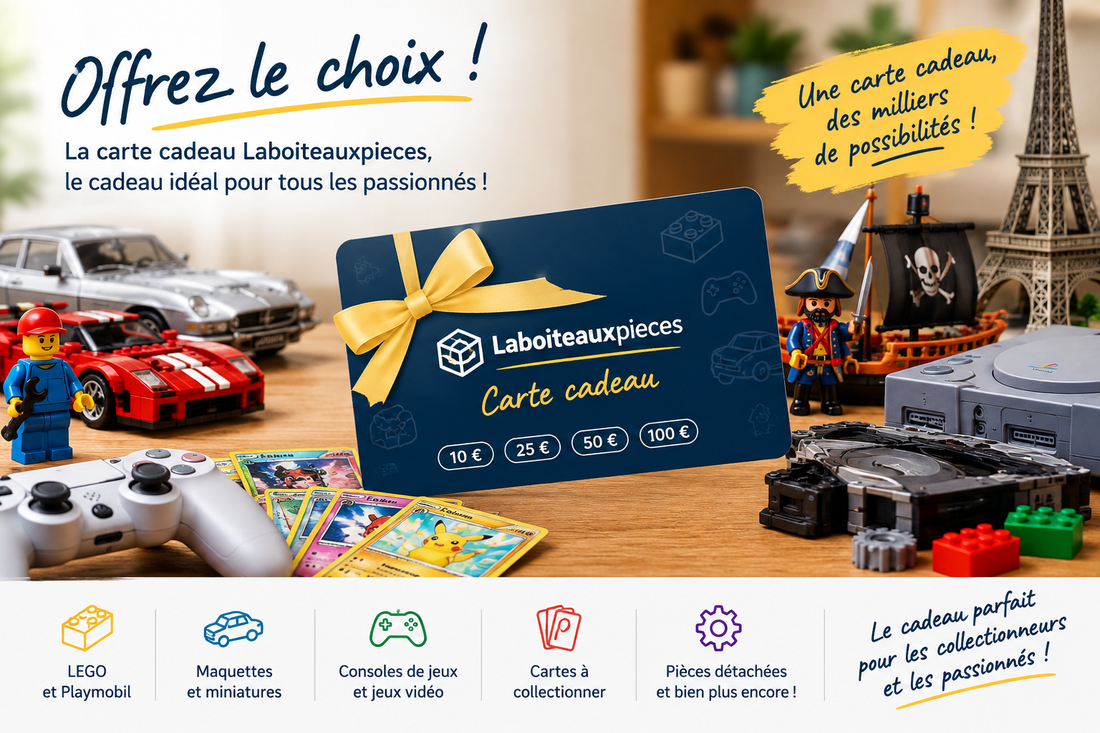 Carte cadeau Laboiteauxpieces : le cadeau idéal pour les passionnés de pièces détachées, maquettes et collections