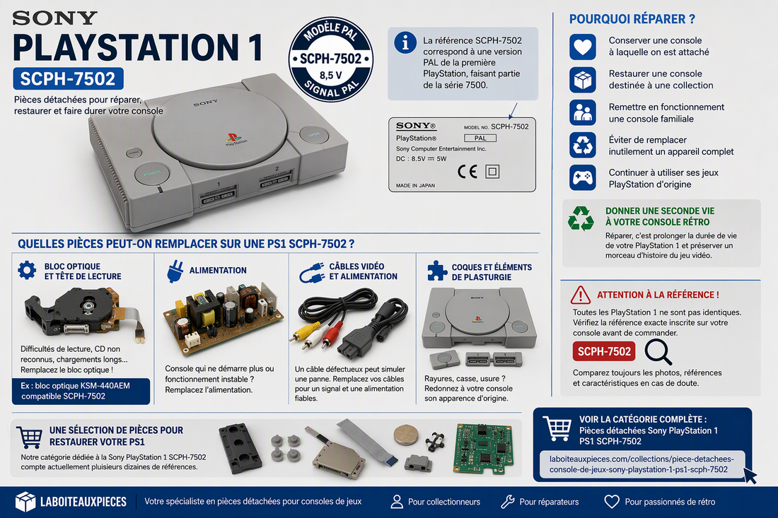 Pièces détachées Sony PlayStation 1 SCPH-7502 : réparez et restaurez votre console