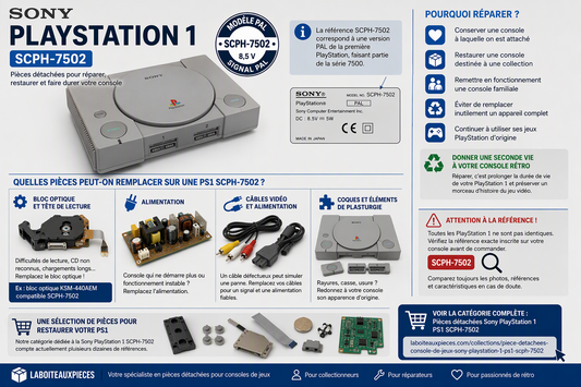 Pièces détachées Sony PlayStation 1 SCPH-7502 : réparez et restaurez votre console