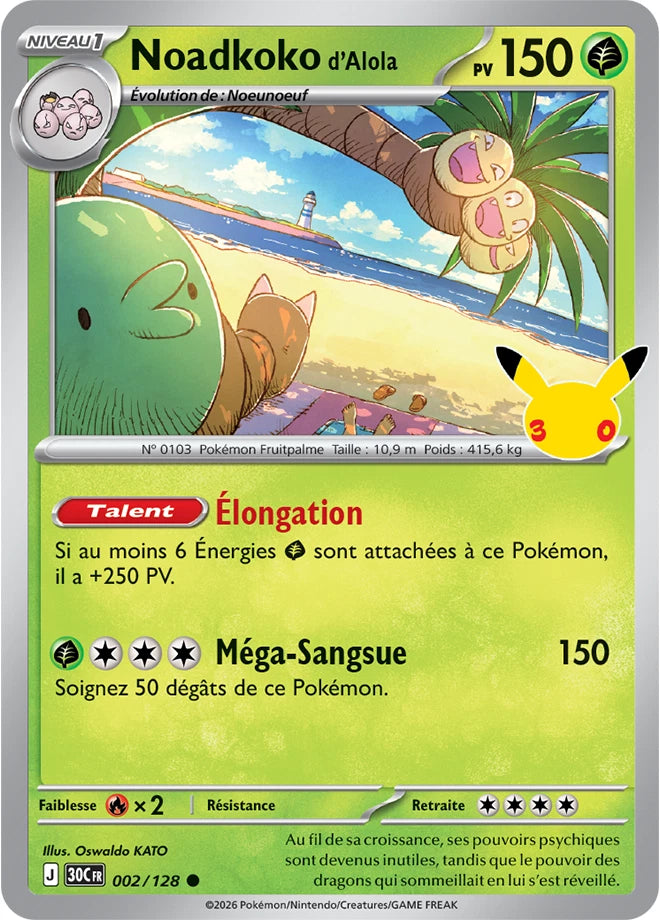 002/128 Carte Pokémon Noadkoko d'Alola Commune holographique série 30C 30ème anniversaire