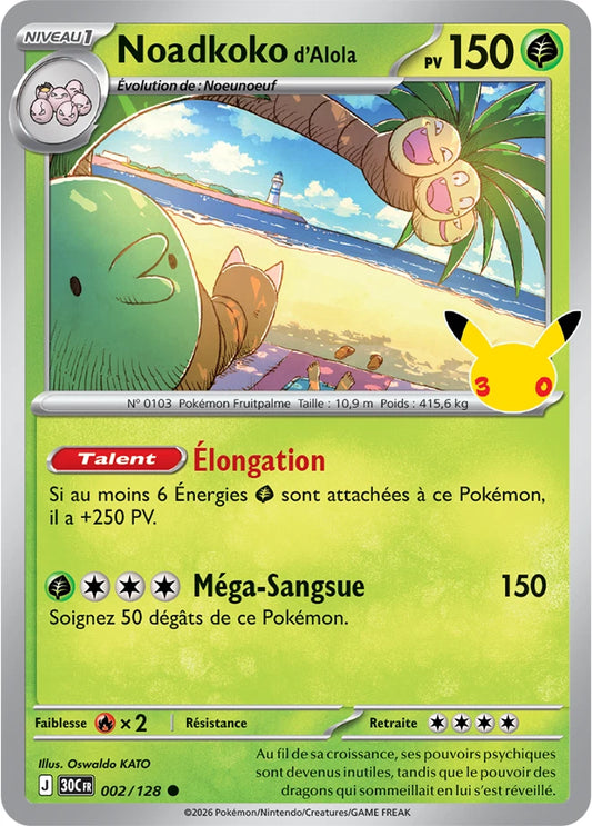 002/128 Carte Pokémon Noadkoko d'Alola Commune holographique série 30C 30ème anniversaire