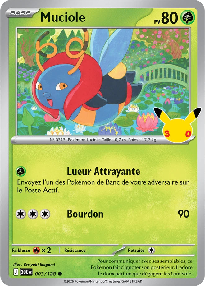 003/128 Carte Pokémon Muciole Commune holographique série 30C 30ème anniversaire