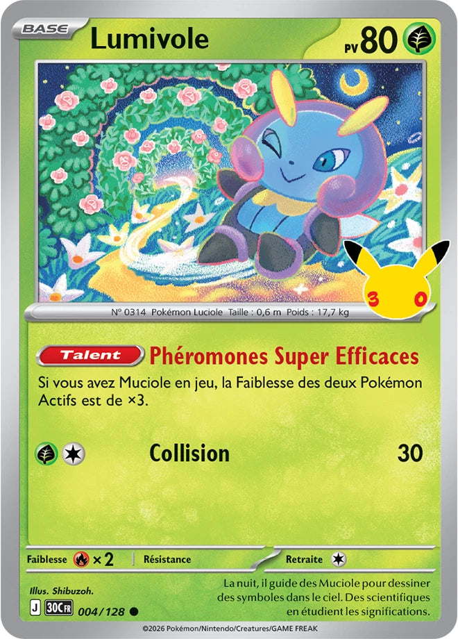 004/128 Carte Pokémon Lumivole Commune holographique série 30C 30ème anniversaire