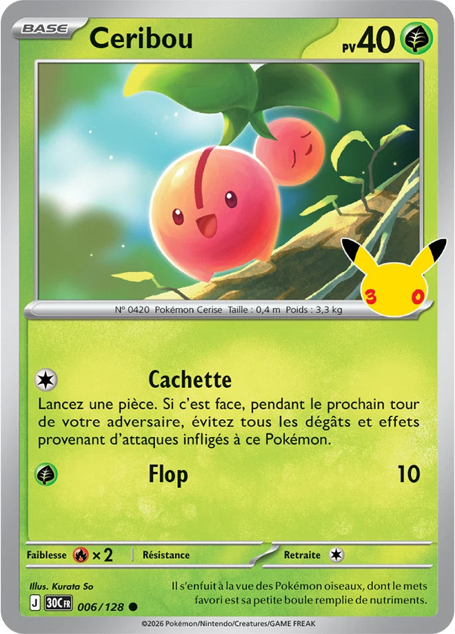 006/128 Carte Pokémon Ceribou Commune holographique série 30C 30ème anniversaire