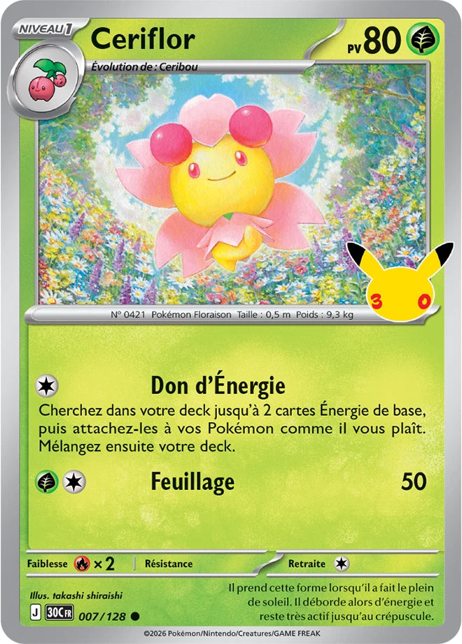 007/128 Carte Pokémon Ceriflor Commune holographique série 30C 30ème anniversaire