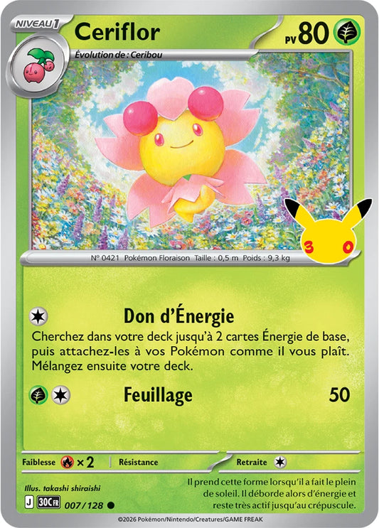 007/128 Carte Pokémon Ceriflor Commune holographique série 30C 30ème anniversaire