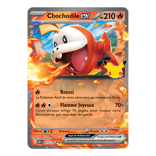 015/128 Carte Pokémon Chochodile-ex Double rare holographique série 30C 30ème anniversaire