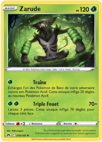 016/159 Carte Pokémon Zarude rare Epée et Bouclier EB12.5 Zénith Suprême