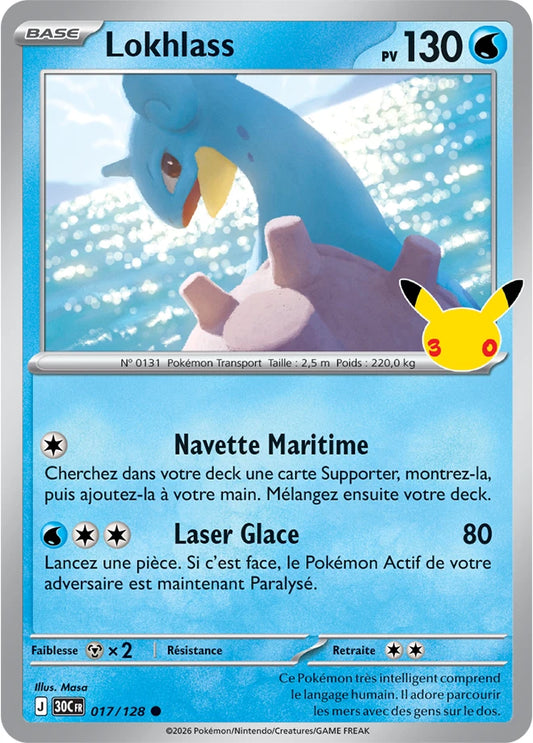 017/128 Carte Pokémon Lokhlass Commune holographique série 30C 30ème anniversaire