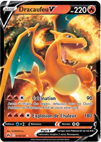 018/159 Carte Pokémon Dracaufeu V Holographique rare Epée et Bouclier EB12.5 Zénith Suprême