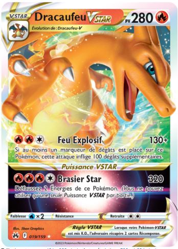 019/159 Carte Pokémon Dracaufeu V Star Holographique rare Epée et Bouclier EB12.5 Zénith Suprême