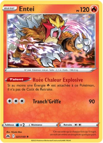 021/159 Carte Pokémon Entei holographique rare Epée et Bouclier EB12.5 Zénith Suprême