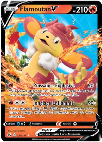 022/159 Carte Pokémon Flamoutan V holographique rare V Epée et Bouclier EB12.5 Zénith Suprême