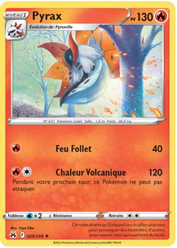 025/159 Carte Pokémon Pyrax rare Epée et Bouclier EB12.5 Zénith Suprême