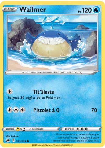 031/159 Carte Pokémon Walimer commune Epée et Bouclier EB12.5 Zénith Suprême