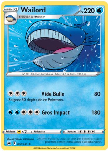 032/159 Carte Pokémon Wailord rare Epée et Bouclier EB12.5 Zénith Suprême