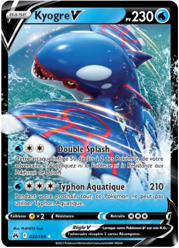 037/159 Carte Pokémon Kyogre V Holographique rare Epée et Bouclier EB12.5 Zénith Suprême