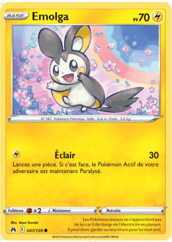 047/159 Carte Pokémon Emolga commune Epée et Bouclier EB12.5 Zénith Suprême