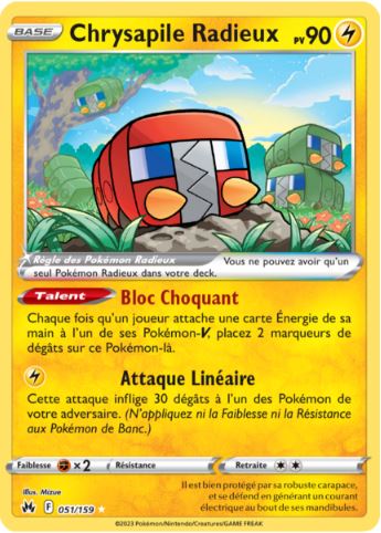 051/159 Carte Pokémon Chrysapile Radieux rare Epée et Bouclier EB12.5 Zénith Suprême