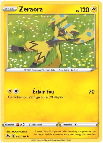 052/159 Carte Pokémon Zeraora rare Epée et Bouclier EB12.5 Zénith Suprême