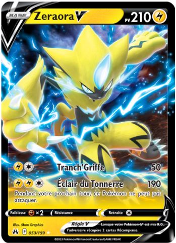 053/159 Carte Pokémon Zeraora V rare holographique Epée et Bouclier EB12.5 Zénith Suprême