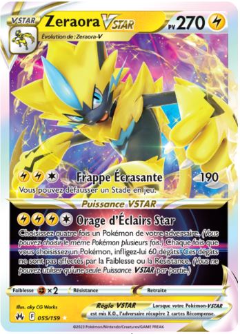 055/159 Carte Pokémon Zeraora Vstar rare holographique Epée et Bouclier EB12.5 Zénith Suprême