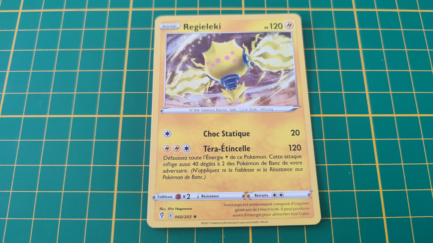 060/203 Carte Pokémon Regieleki rare holographique Epée et Bouclier EB07 Evolution Céleste #B10