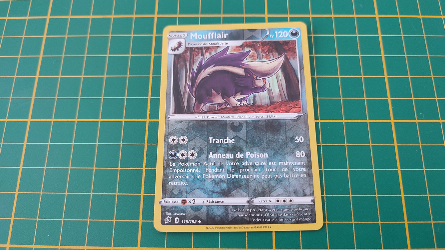 115/192 Carte Pokémon Moufflair peu commune reverse Epée et Bouclier EB02 Clash des Rebelles #B10