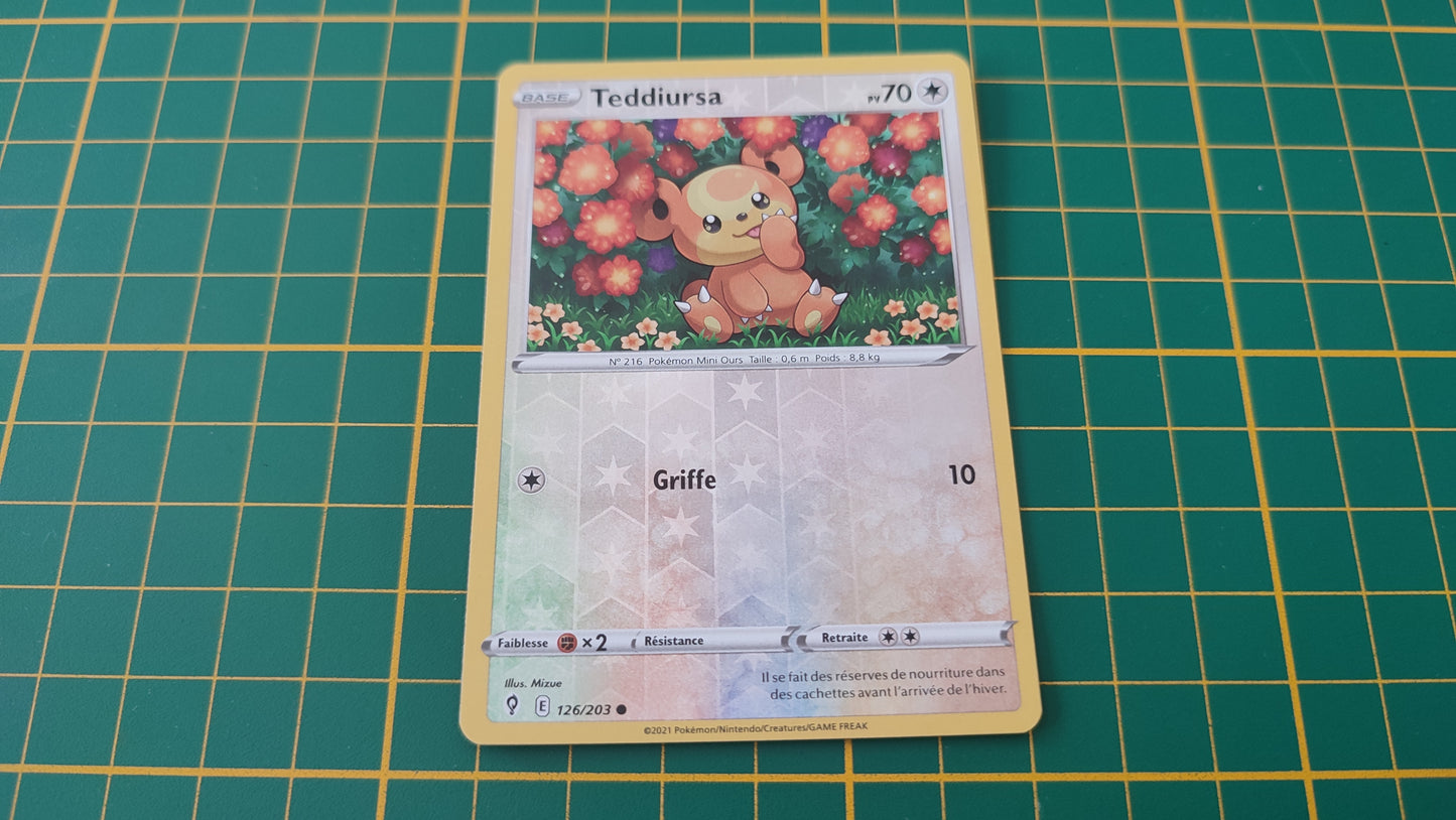 126/203 Carte Pokémon Teddiursa commune reverse Epée et Bouclier EB07 Evolution Céleste #B10