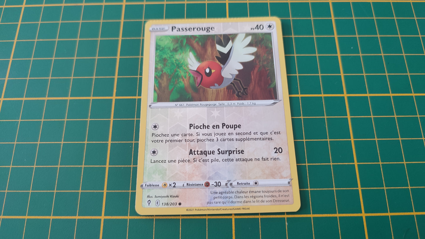 138/203 Carte Pokémon Passerouge commune reverse Epée et Bouclier EB07 Evolution Céleste #B10