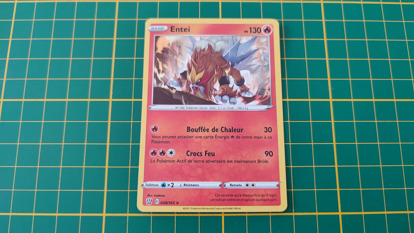 20/163 Carte Pokémon Entei rare holographique Epée et Bouclier EB05 Styles de combat #B10