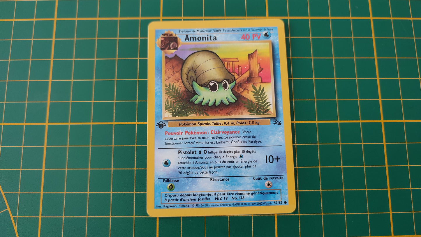 52/62 Carte Pokémon Amonita 52/62 commune 1ère édition fossile Wizards #A73