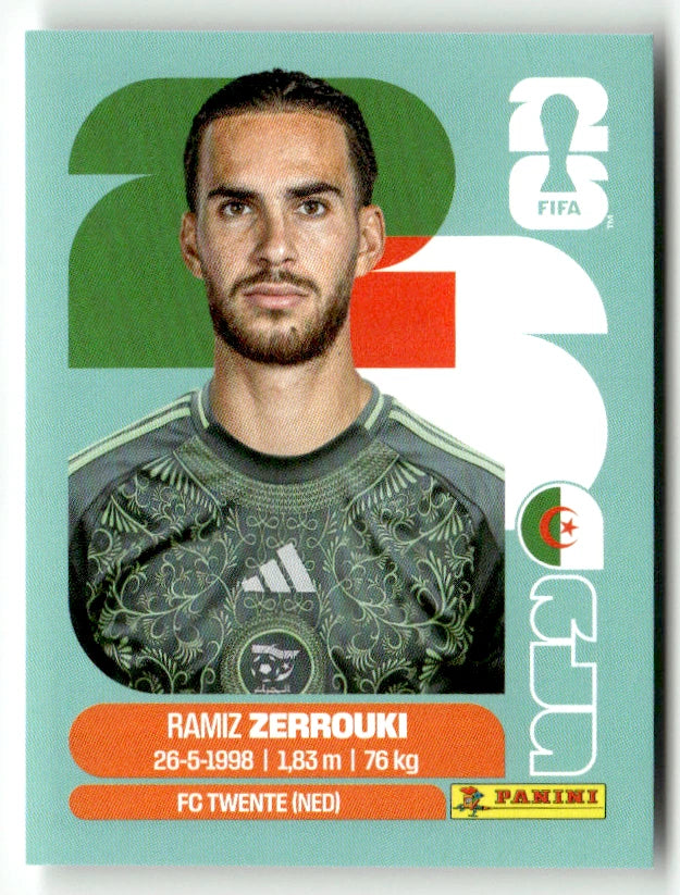 ALG 11 Ramiz Zerrouki - Sticker autocollant Panini Coupe du Monde FIFA 2026 Algérie - Pièce détachée