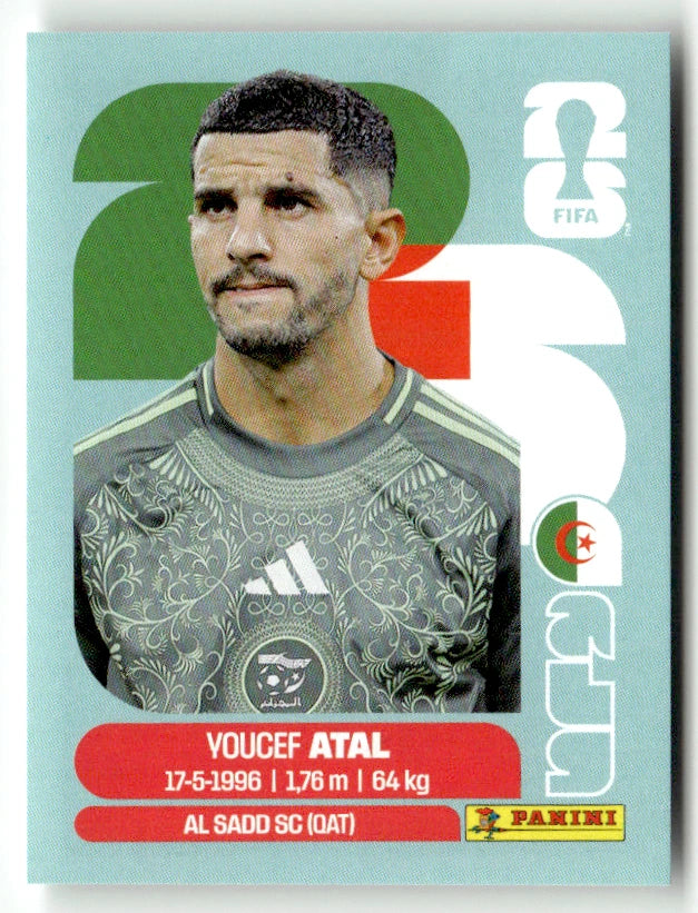 ALG 4 Youcef Atal - Sticker autocollant Panini Coupe du Monde FIFA 2026 Algérie - Pièce détachée
