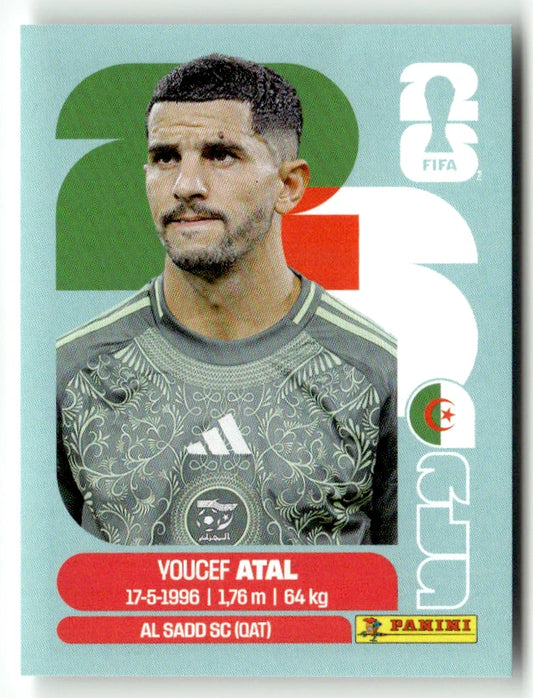 ALG 4 Youcef Atal - Sticker autocollant Panini Coupe du Monde FIFA 2026 Algérie - Pièce détachée