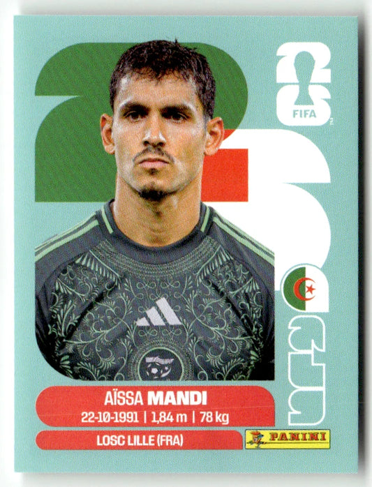 ALG 7 Aïssa Mandi - Sticker autocollant Panini Coupe du Monde FIFA 2026 Algérie - Pièce détachée