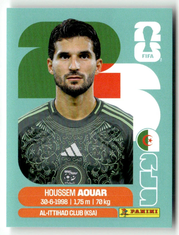 ALG 9 Houssem Aouar - Sticker autocollant Panini Coupe du Monde FIFA 2026 Algérie - Pièce détachée