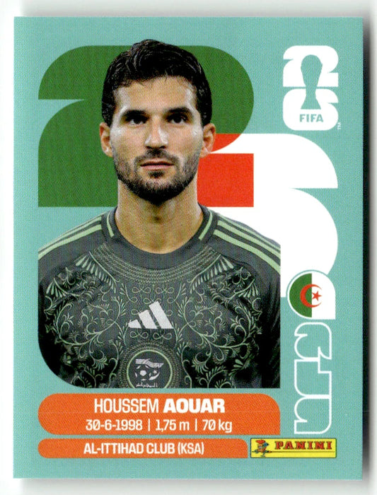 ALG 9 Houssem Aouar - Sticker autocollant Panini Coupe du Monde FIFA 2026 Algérie - Pièce détachée