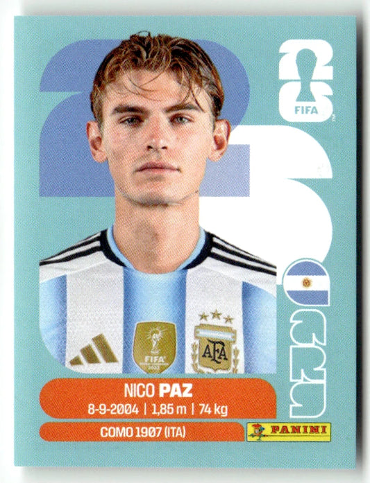 ARG 14 Nico Paz - Sticker autocollant Panini Coupe du Monde FIFA 2026 Argentine - Pièce détachée