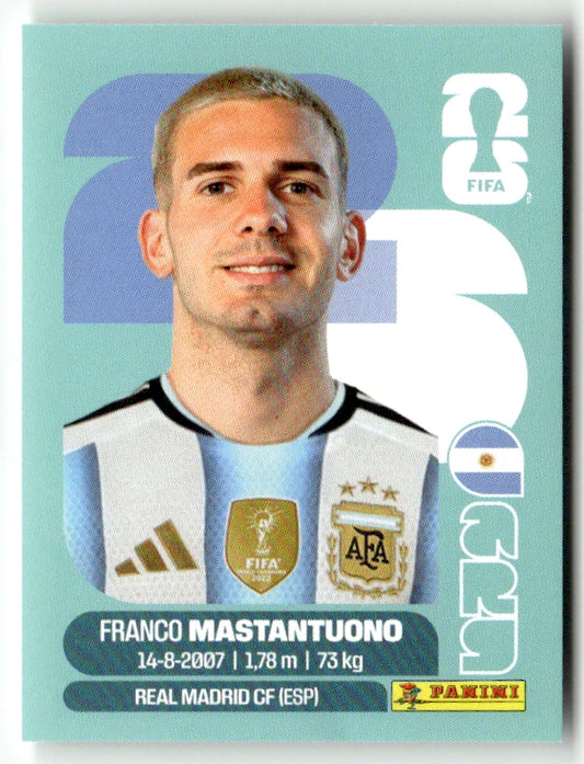 ARG 15 Franco Mastantuono - Sticker autocollant Panini Coupe du Monde FIFA 2026 Argentine - Pièce détachée